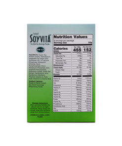 SOYVITA - SWEETENED GREEN TEA EXTRACT | LACTOSE FREE | ENRICHED SOY BEVERAGE POWDER | Serves-6 (200 Gms) | BACK SIDE VIEW