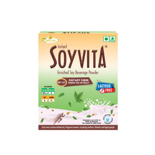 SOYVITA - DIETARY FIBRE GREEN TEA EXTRACT | LACTOSE FREE | ENRICHED SOY BEVERAGE POWDER | Serves-20 (500 Gms) | FRONT SIDE VIEW
