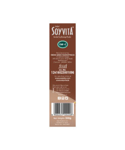 SOYVITA - SWEETENED CHOCOLATE | LACTOSE FREE | ENRICHED SOY BEVERAGE POWDER | Serves-15 (500 Gms) | LEFT SIDE VIEW