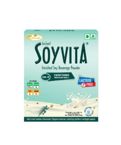 SOYVITA - SWEETENED REGULAR MALT | LACTOSE FREE | ENRICHED SOY BEVERAGE POWDER | Serves-15 (500 Gms) | FRONT SIDE VIEW