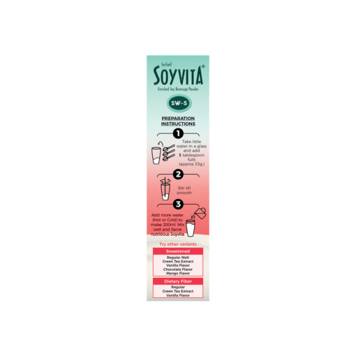 SOYVITA - SWEETENED STRAWBERRY | LACTOSE FREE | ENRICHED SOY BEVERAGE POWDER | Serves-15 (500 Gms) | RIGHT SIDE VIEW