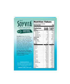 SOYVITA - SWEETENED VANILLA | LACTOSE FREE | ENRICHED SOY BEVERAGE POWDER | Serves-15 (500 Gms) | BACK SIDE VIEW